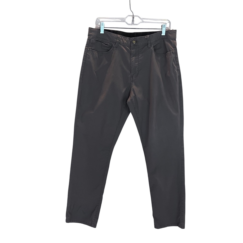 English Laundry Mens 33x28.5 Grey 5 Pocket Straight Leg Stretch Pants Charcoal